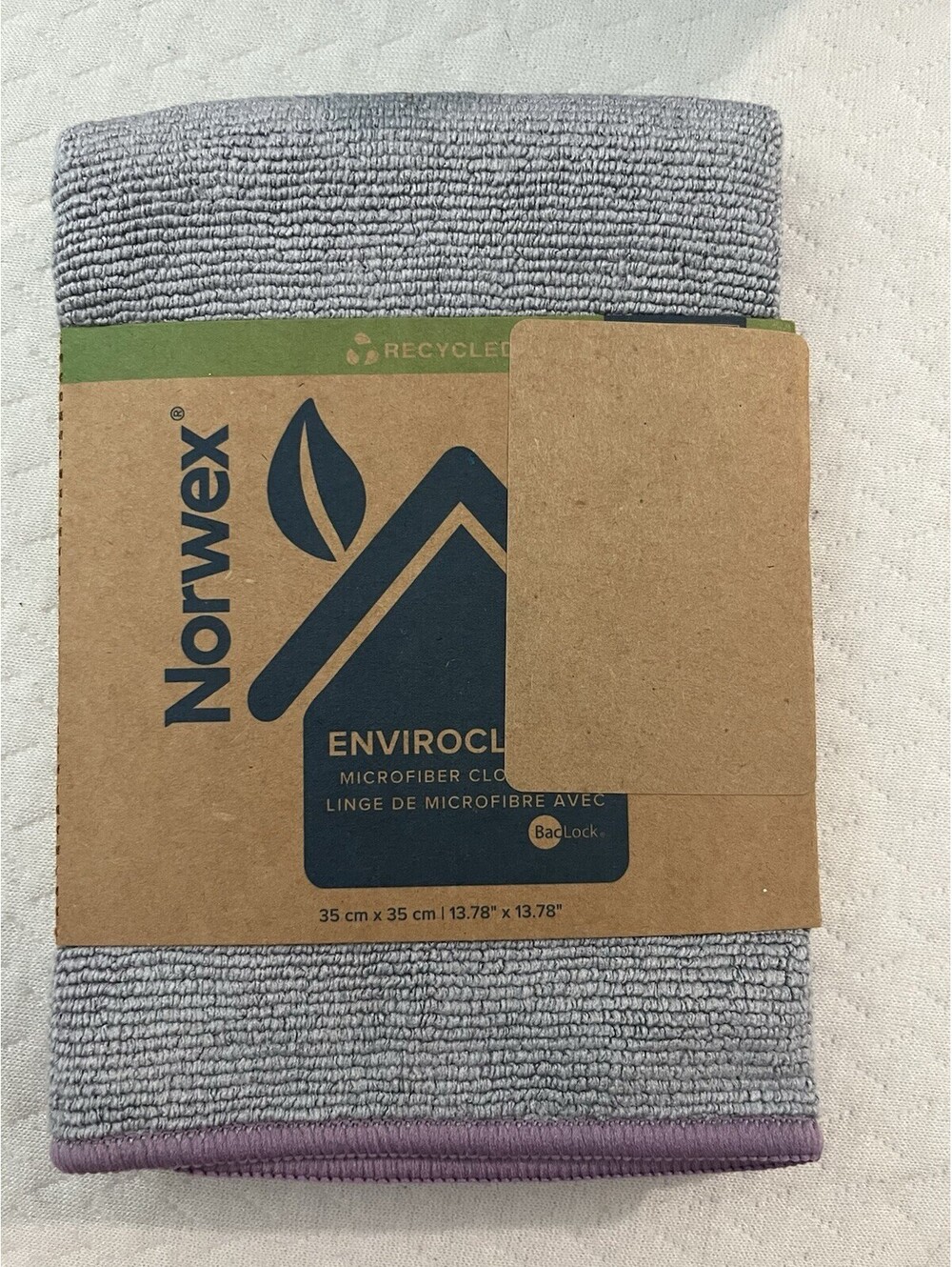 New Norwex EnviroCloth Brand Microfiber Cloth 13.78” x 13.78” Gray Purple Trim